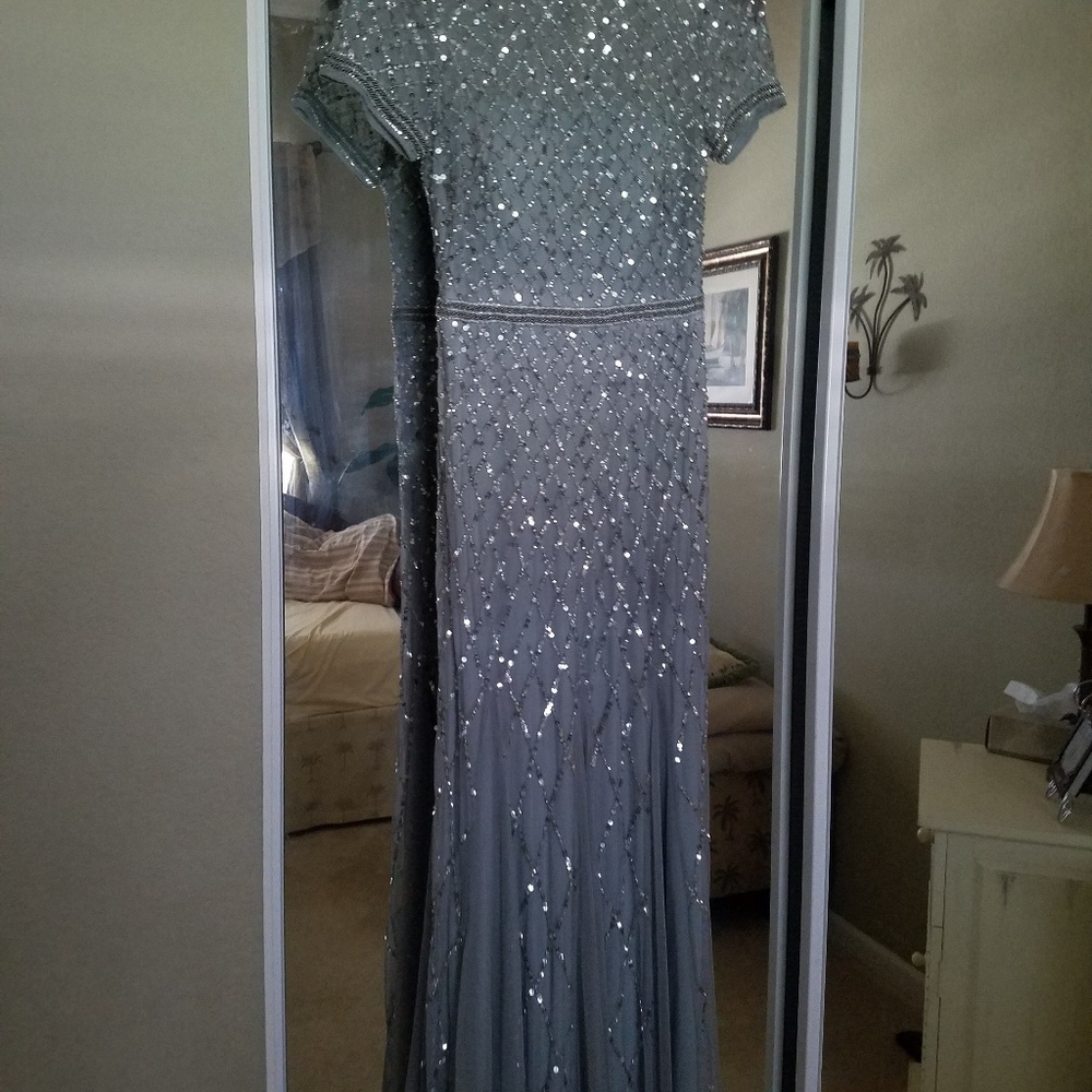 Adrianna Papell cap sleeve beaded gown bridesmaid